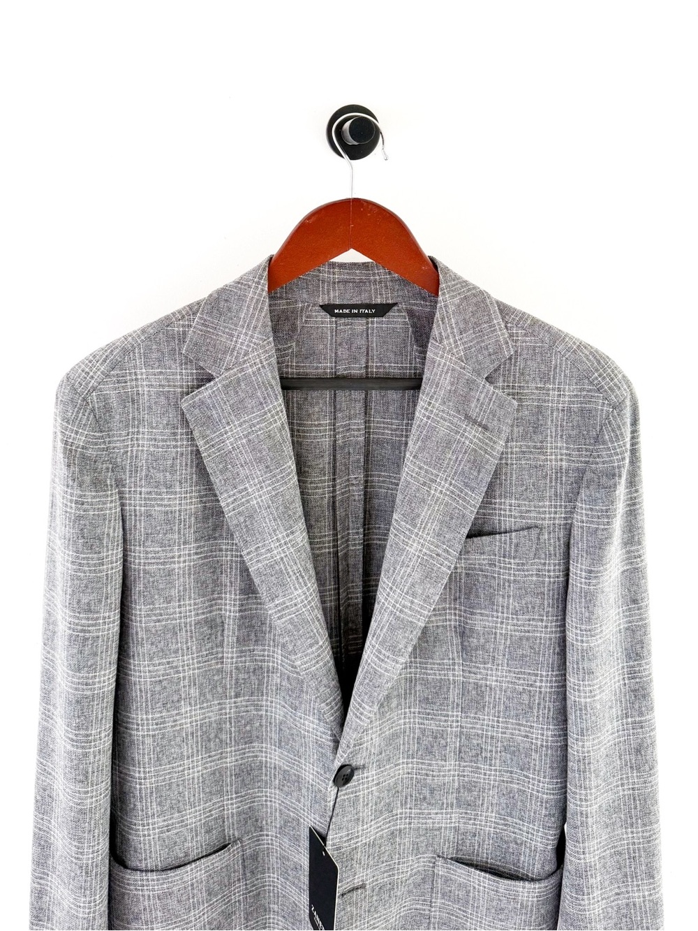 NWT New Zanetti Italian Wool Gray Plaid Sport Coat Windowpane Unstructured 40R - Picture 6 of 13